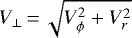 $V_{\perp}\,{=}\,\sqrt{V_{\phi}^2&#x002B;V_r^2}$