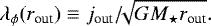 \begin{equation*} \lambda_{\phi}(r_{\textrm{out}}) \equiv j_{\textrm{out}} /\!\!\sqrt{G M_{\star} r_{\textrm{out}}}.\end{equation*}