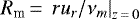 $R_{\textrm{m}}\,{=}\, \left.{r u_{r}}/{\nu_m}\right|_{z\,{=}\,0}$