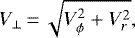 \begin{equation*} V_{\perp}\,{=}\,\sqrt{V_{\phi}^2&#x002B;V_r^2},\end{equation*}