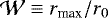 $\mathcal{W} \equiv r_{\textrm{max}}/r_0$