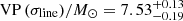 $ \mathrm{VP}\,(\sigma_{\mathrm{line}}) / M_{\odot} = 7.53^{+0.13}_{-0.19} $
