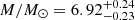 $ M / M_{\odot} = 6.92^{+0.24}_{-0.23} $