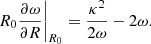 $$ \begin{aligned} \left. R_0 \frac{\partial \omega }{\partial R}\right|_{R_0} = \frac{\kappa ^2}{2 \omega } - 2 \omega . \end{aligned} $$