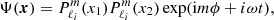 $$ \begin{aligned} \Psi ({\boldsymbol{x}}) = P_{\ell _i}^{m}(x_1) P_{\ell _i}^{m}(x_2)\exp (\mathrm{i}m\phi + i \omega t), \end{aligned} $$