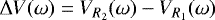 $\Delta V(\omega) = V_{R_2}(\omega) - V_{R_1}(\omega)$