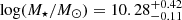 $ \log(M_\star/M_\odot)=10.28^{+0.42}_{-0.11} $