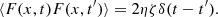 $$ \begin{aligned} \langle F(x,t) F(x,t^\prime )\rangle =2\eta \zeta \delta (t-t^\prime ). \end{aligned} $$
