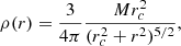 $$ \begin{aligned} \rho (r)=\frac{3}{4\pi }\frac{Mr_c^2}{(r_c^2+r^2)^{5/2}}, \end{aligned} $$