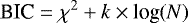 \begin{equation*} \textrm{BIC} = \chi ^{2} &#x002B; k \times {\textrm{log}}(N) \end{equation*}