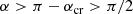 $$ \begin{aligned} \alpha > \pi - \alpha _{\rm cr} > \pi /2 \end{aligned} $$