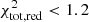 $ \chi^2_{\mathrm{tot}, \mathrm{red}} < 1.2 $