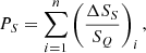 $$ \begin{aligned} P_S =\sum _{i=1}^{n} \left( \frac{\Delta S_S}{S_Q}\right)_i, \end{aligned} $$