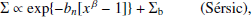 $$ \begin{aligned} \Sigma \propto \exp \{-b_n[x^{\, \beta }-1]\} + \Sigma _{\rm b} \qquad \mathrm {(S\acute{e}rsic)} , \end{aligned} $$