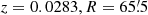 $ z=0.0283, R = 65{{\overset{\prime}{.}}}5 $