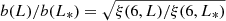 $$ \begin{aligned} b(L)/b(L_*) = \sqrt{\xi (6,L)/\xi (6,L_*)} \end{aligned} $$
