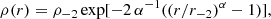 $$ \begin{aligned} \rho (r) = \rho _{-2} \exp [-2\,\alpha ^{-1} ((r/r_{-2})^\alpha -1)], \end{aligned} $$