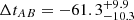 $ \Delta t_{AB} = -61.3 ^{+9.9}_{-10.3} $