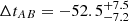 $ \Delta t_{AB} = -52.5 ^{+7.5}_{-7.2} $