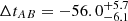 $ \Delta t_{AB} = -56.0 ^{+5.7}_{-6.1} $