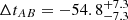 $ \Delta t_{AB} = -54.8 ^{+7.3}_{-7.3} $