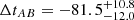 $ \Delta t_{AB} = -81.5 ^{+10.8}_{-12.0} $