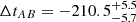$ \Delta t_{AB} = -210.5 ^{+5.5}_{-5.7} $