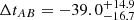 $ \Delta t_{AB} = -39.0^{+14.9}_{-16.7} $