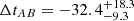 $ \Delta t_{AB} = -32.4^{+18.3}_{-9.3} $