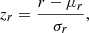 $$ \begin{aligned} z_r = \frac{r - \mu _r}{\sigma _r}, \end{aligned} $$