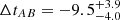 $ \Delta t_{AB} = -9.5^{+3.9}_{-4.0} $