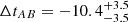 $ \Delta t_{AB} = -10.4^{+3.5}_{-3.5} $