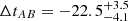 $ \Delta t_{AB} = -22.5 ^{+3.5}_{-4.1} $