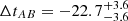 $ \Delta t_{AB} = -22.7 ^{+3.6}_{-3.6} $