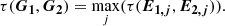 $$ \begin{aligned} \tau (\boldsymbol{G_1}, \boldsymbol{G_2}) = \max _{j}(\tau (\boldsymbol{E_{1,j}}, \boldsymbol{E_{2,j}})). \end{aligned} $$