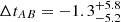 $ \Delta t_{AB} = -1.3 ^{+5.8}_{-5.2} $