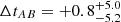 $ \Delta t_{AB} = +0.8 ^{+5.0}_{-5.2} $