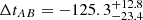 $ \Delta t_{AB} = -125.3^{+12.8}_{-23.4} $