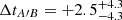 $ \Delta t_{{A\prime}B} = +2.5 ^{+4.3}_{-4.3} $