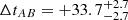 $ \Delta t_{AB} = +33.7 ^{+2.7}_{-2.7} $