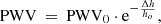 $$ \begin{aligned} \displaystyle \mathrm{PWV}\>=\> \mathrm{PWV}_{0}\cdot \mathrm{e}^{-\frac{\Delta h}{h_{o}}} ,\end{aligned} $$