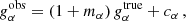 $$ \begin{aligned} g_{\alpha }^{\mathrm{obs}}= (1+m_{\alpha }) \, g_{\alpha }^{\mathrm{true}} + c_{\alpha } \, , \end{aligned} $$