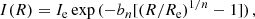 $$ \begin{aligned} I(R)=I_{\mathrm{e} } \exp {(-b_n [(R/R_{\mathrm{e} })^{1/n}-1])}\, , \end{aligned} $$