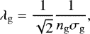 \begin{align*} {\mfp_{\mathrm{g}}}=\frac{1}{\sqrt{2}}\frac{1}{\numdens_{\mathrm{g}}\crosssec_{\mathrm{g}}}, \end{align*}
