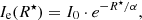 $$ \begin{aligned} {I}_{\rm e}(R^{\star }) = I_{0} \cdot e^{- R^{\star }/\alpha }, \end{aligned} $$