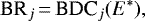 \begin{equation*} \textrm{BR}_j\,{=}\,\textrm{BDC}_j(E^*),\end{equation*}