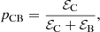 $$ \begin{aligned} p_\mathrm{CB} = \frac{\mathcal{E} _\mathrm{C} }{\mathcal{E} _\mathrm{C} + \mathcal{E} _\mathrm{B} }, \end{aligned} $$