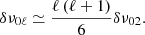 $$ \begin{aligned} \delta \nu _{0\ell } \simeq \frac{\ell \left( \ell + 1 \right)}{6} \delta \nu _{02}. \end{aligned} $$