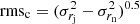 $ {\rm rms}_{\rm c} = ( \sigma^2_{r_{\rm j}} - \sigma^2_{r_{\rm n}} )^{0.5} $