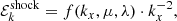 $$ \begin{aligned} \mathcal{E} _k^\mathrm{shock} = f(k_x, \mu , \lambda )\cdot k_x^{-2}, \end{aligned} $$